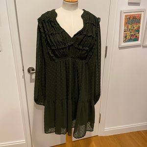 Olive green zara baby doll dress